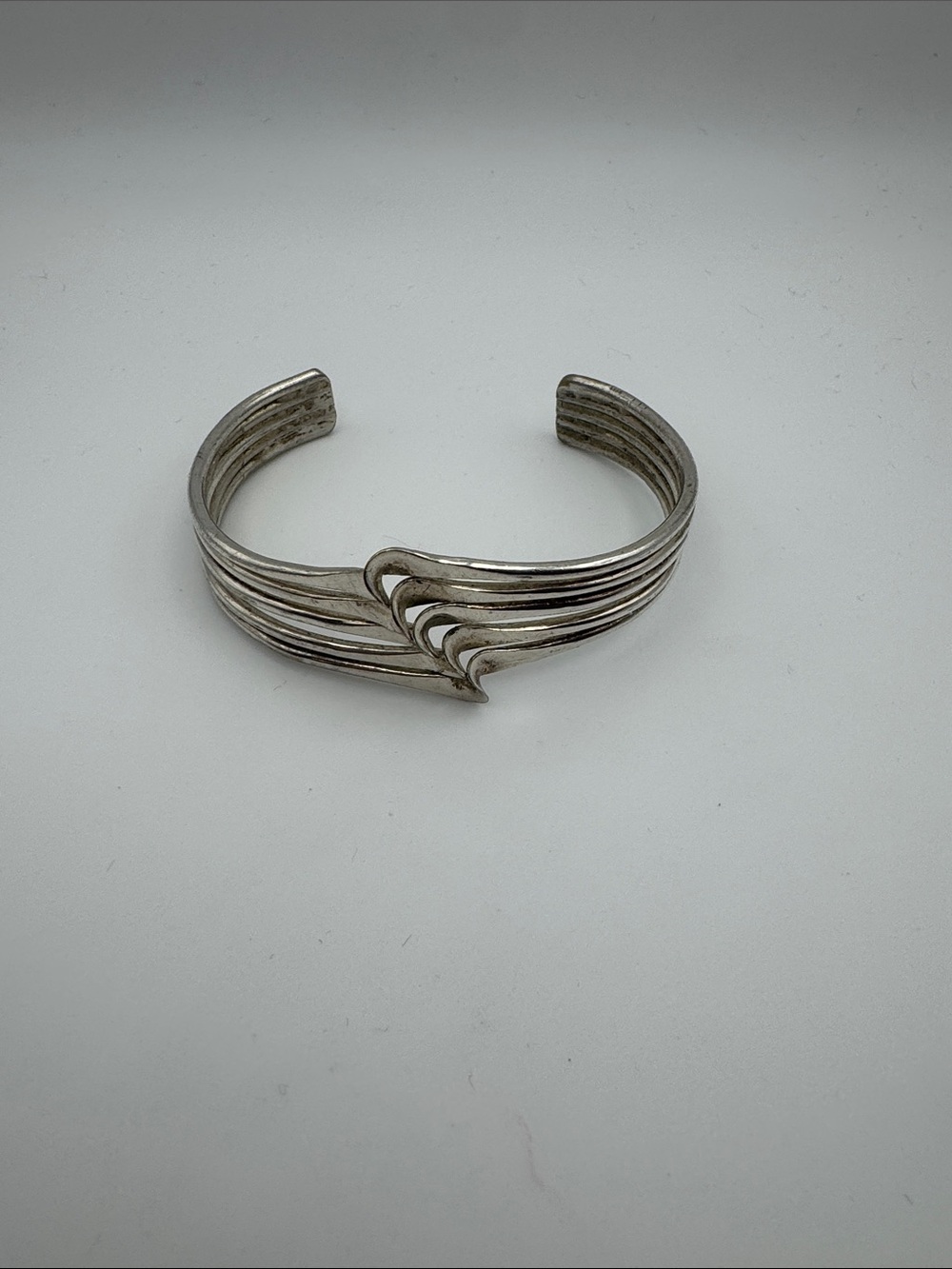 Mexico Taxco-style Silver-toned Winged Multi-Band Cuff Bracelet